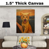 Surprised Orange Cat Canvas Painting – Expressive Sunset Scene with Whimsical Feline Emotion on Ready to Hang 1.5" Thick Canvas Wrap, Floating Framed Canvas, Flat Rolled Canvas