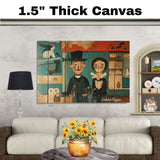 Whimsical Folk Art Couple – Vintage-Inspired American Wall Painting on Ready to Hang 1.5" Thick Canvas Wrap, Floating Framed Canvas, Flat Rolled Canvas