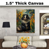 Van Gogh Style Fluffy Skunk Canvas – Vibrant Woodland Animal Portrait with Colorful Floral Background on Ready to Hang 1.5" Thick Canvas Wrap, Floating Framed Canvas, Flat Rolled Canvas