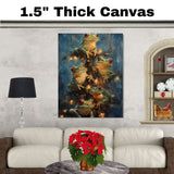 Christmas Frogs Canvas Wall Art – Retro Tree Climbing Frogs with Lights – Whimsical Holiday Décor Print with Red-Eyed Tree Frogs in Festive Setting on Ready to Hang 1.5" Thick Canvas Wrap, Floating Framed Canvas, Flat Rolled Canvas
