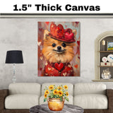 Timeless Style: Chihuahua in a Bold Red Ensemble with Hat on Ready to Hang 1.5" Thick Canvas Wrap, Floating Framed Canvas, Flat Rolled Canvas