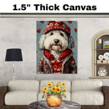 Dapper Charm: Old English Sheepdog Dressed in a Stylish Suit and Hat on Ready to Hang 1.5" Thick Canvas Wrap, Floating Framed Canvas, Flat Rolled Canvas