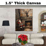 Painting of Santa Claus in a Rocking Chair With Christmas Tree & Gifts on Ready to Hang 1.5" Thick Canvas Wrap, Floating Framed Canvas, Flat Rolled Canvas