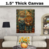 Christmas Kittens in Sweaters and Boots Adorable Holiday Cat Painting Festive Winter Scene for Cozy Home Office Seasonal Decoration or Christmas Gift on Ready to Hang 1.5" Thick Canvas Wrap, Floating Framed Canvas, Flat Rolled Canvas