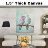 Soft Pastel Doves in Romantic Embrace Capturing Love and Harmony Ideal Gift Art for Couples Bedroom or Nursery Accents with Gentle and Peaceful Vibes on Ready to Hang 1.5" Thick Canvas Wrap, Floating Framed Canvas, Flat Rolled Canvas