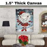 Whimsical Christmas Lion Ice Skating in Red Snowflake Coat and Santa Hat – Adorable Holiday Animal Art for Winter Nursery, Gifts, and Cozy Seasonal Decor on Ready to Hang 1.5" Thick Canvas Wrap, Floating Framed Canvas, Flat Rolled Canvas