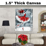 Christmas Wall Art Featuring Whimsical Ballerina in Red Skating in Snowy Forest Enchanting Holiday Artwork for Winter Decor Ballet Fans and Seasonal Elegance on Ready to Hang 1.5" Thick Canvas Wrap, Floating Framed Canvas, Flat Rolled Canvas