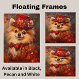 Charming Attire: Chihuahua in a Rich Red Outfit with Hat on Ready to Hang 1.5" Thick Canvas Wrap, Floating Framed Canvas, Flat Rolled Canvas
