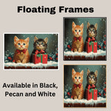 "Snowy Paws: Adorable Kittens in Winter Wonderland" Cute Cats Playing in the Snow on Ready to Hang 1.5" Thick Canvas Wrap, Floating Framed Canvas, Flat Rolled Canvas