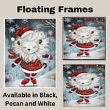 Whimsical Christmas Lion Ice Skating in Red Snowflake Coat and Santa Hat – Adorable Holiday Animal Art for Winter Nursery, Gifts, and Cozy Seasonal Decor on Ready to Hang 1.5" Thick Canvas Wrap, Floating Framed Canvas, Flat Rolled Canvas