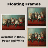 "Retro Christmas Charm: Five Adorable Kittens" Vintage-Style Holiday Scene on Ready to Hang 1.5" Thick Canvas Wrap, Floating Framed Canvas, Flat Rolled Canvas