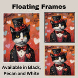 Aristocratic Feline: Tuxedo Cat in a Refined Hat and European Elegant Suit Sophisticated Classic Painting on Ready to Hang 1.5" Thick Canvas Wrap, Floating Framed Canvas, Flat Rolled Canvas