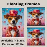 Regal Whimsy: Jack Russell Dog in a Victorian-Era Suit and Hat A Hearty Artwork on Ready to Hang 1.5" Thick Canvas Wrap, Floating Framed Canvas, Flat Rolled Canvas