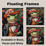 Aristocratic Charm: Whimsical Green Frog in a Victorian-Era Suit and Hat Elegant Heartfelt Artwork on Ready to Hang 1.5" Thick Canvas Wrap, Floating Framed Canvas, Flat Rolled Canvas