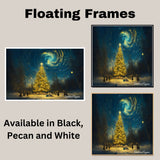 A Surreal Night Scene of a Glowing Christmas Tree on Ready to Hang 1.5" Thick Canvas Wrap, Floating Framed Canvas, Flat Rolled Canvas