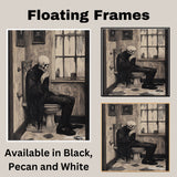 Gothic Skeleton Canvas – Grim Figure on Toilet in Victorian Bathroom with Dark Academia Aesthetic on Ready to Hang 1.5" Thick Canvas Wrap, Floating Framed Canvas, Flat Rolled Canvas