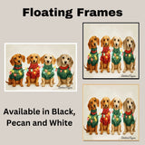 Christmas Canvas  - Dachshund Snuggles - Adorable Dogs in Cozy Sweaters Wrapped in Colorful Christmas Lights on Ready to Hang 1.5" Thick Canvas Wrap, Floating Framed Canvas, Flat Rolled Canvas