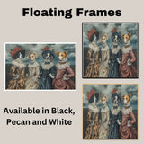 Victorian Style Dog Portrait Art of Four Elegant Lady Dogs in Gowns Unique Pet Lover Gift for Home Decor Office Accent or Whimsical Wall Art Display on Ready to Hang 1.5" Thick Canvas Wrap, Floating Framed Canvas, Flat Rolled Canvas