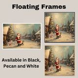 Paws and Claws Christmas Village - Santa Surrounded by Furry Friends in a Festive Pet-Friendly Wonderland on Ready to Hang 1.5" Thick Canvas Wrap, Floating Framed Canvas, Flat Rolled Canvas