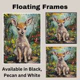 Van Gogh-Style Baby Deer Canvas Painting – Whimsical Forest Fawn in Bright Impressionist Colors on Ready to Hang 1.5" Thick Canvas Wrap, Floating Framed Canvas, Flat Rolled Canvas