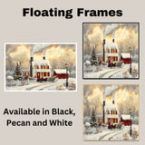 Winter Farmhouse – Cozy Snow-Covered Country Home with Red Barn, Trees and Horse Wall Art Print on Ready to Hang 1.5" Thick Canvas Wrap, Floating Framed Canvas, Flat Rolled Canvas
