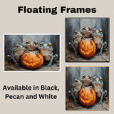 Halloween Wall Art Featuring Frogs with Glowing Jack-o’-Lantern Fun and Spooky Retro-Style Artwork Perfect for Frog Lovers and Unique Seasonal Home Décor on Ready to Hang 1.5" Thick Canvas Wrap, Floating Framed Canvas, Flat Rolled Canvas