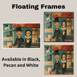Whimsical Folk Art Couple – Vintage-Inspired American Wall Painting on Ready to Hang 1.5" Thick Canvas Wrap, Floating Framed Canvas, Flat Rolled Canvas