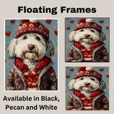 Dapper Charm: Old English Sheepdog Dressed in a Stylish Suit and Hat on Ready to Hang 1.5" Thick Canvas Wrap, Floating Framed Canvas, Flat Rolled Canvas