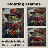Victorian Grace: Whimsical Green Frog in an Elegant European Dress and Hat Heartfelt Timeless Artwork on Ready to Hang 1.5" Thick Canvas Wrap, Floating Framed Canvas, Flat Rolled Canvas