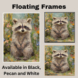 Van Gogh Style Raccoon Canvas Art – Fluffy Woodland Animal Surrounded by Wildflowers Painting on Ready to Hang 1.5" Thick Canvas Wrap, Floating Framed Canvas, Flat Rolled Canvas