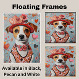 Victorian Grace: Jack Russell Dog in an Elegant European Dress and Hat A Hearty Artwork on Ready to Hang 1.5" Thick Canvas Wrap, Floating Framed Canvas, Flat Rolled Canvas