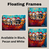 Dog Christmas Canvas  - Chihuahua Cheer - Adorable Puppies in Santa Hats on a Festive Sleigh on Ready to Hang 1.5" Thick Canvas Wrap, Floating Framed Canvas, Flat Rolled Canvas