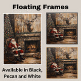 Painting of Santa Claus in a Rocking Chair With Christmas Tree & Gifts on Ready to Hang 1.5" Thick Canvas Wrap, Floating Framed Canvas, Flat Rolled Canvas
