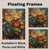 Christmas Kittens in Jackets and Sweaters Adorable Holiday Cat Painting Festive Winter Scene Perfect for Cozy Home Office Seasonal Decoration or Gift on Ready to Hang 1.5" Thick Canvas Wrap, Floating Framed Canvas, Flat Rolled Canvas