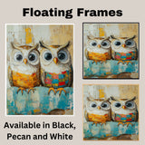 Two Whimsical Owls in Pajamas Wall Art | Cute Animal Print for Nursery, Nature-Inspired Bedroom, Woodland Forest Baby Room or Cozy Reading Nook on Ready to Hang 1.5" Thick Canvas Wrap, Floating Framed Canvas, Flat Rolled Canvas