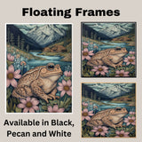 Peaceful Toad by River in Mountain Landscape Hand Painted Art Tranquil Nature Scene Perfect for Home Wall Decor Living Room Bedroom Office or Nature Lovers on Ready to Hang 1.5" Thick Canvas Wrap, Floating Framed Canvas, Flat Rolled Canvas