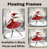 Christmas Wall Art Featuring Ballerina in Red Santa Dress Skating in Snowy Forest Enchanting Winter Holiday Artwork for Ballet Lovers and Festive Decor Enthusiasts on Ready to Hang 1.5" Thick Canvas Wrap, Floating Framed Canvas, Flat Rolled Canvas