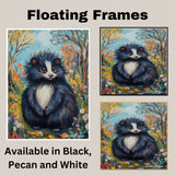 Van Gogh Style Fluffy Skunk Canvas Art – Whimsical Woodland Animal Surrounded by Spring Flowers on Ready to Hang 1.5" Thick Canvas Wrap, Floating Framed Canvas, Flat Rolled Canvas