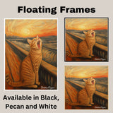 The Scream Cat – Funny Parody Art of a Yawning Orange Tabby in Iconic Expressionist Style on Ready to Hang 1.5" Thick Canvas Wrap, Floating Framed Canvas, Flat Rolled Canvas
