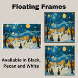 Christmas Village Stroll – Van Gogh-Inspired Folk Art with Glowing Lights, Snowy Streets, and Vintage Elegance on Ready to Hang 1.5" Thick Canvas Wrap, Floating Framed Canvas, Flat Rolled Canvas