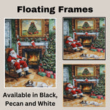 Painting of Santa Claus in a Rocking Chair With Christmas Tree on Ready to Hang 1.5" Thick Canvas Wrap, Floating Framed Canvas, Flat Rolled Canvas