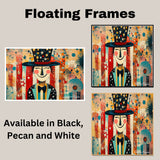 4th of July Independence Day Folk Artwork – Decorative Patriotic on Ready to Hang 1.5" Thick Canvas Wrap, Floating Framed Canvas, Flat Rolled Canvas
