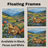 Cheerful Toad in Wildflower Meadow Bright Hand Painted Art Vibrant Countryside Scene Perfect for Home Wall Decor Living Room Bedroom Office or Nature Lovers on Ready to Hang 1.5" Thick Canvas Wrap, Floating Framed Canvas, Flat Rolled Canvas