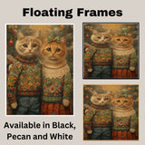 Christmas Kittens in Holiday Sweaters Adorable Cat Painting Festive Winter Scene Perfect for Cozy Home Office Seasonal Decoration or Christmas Gift on Ready to Hang 1.5" Thick Canvas Wrap, Floating Framed Canvas, Flat Rolled Canvas
