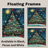 Home for the Holidays – Christmas Tree by the Fireplace Wall Art on Ready to Hang 1.5" Thick Canvas Wrap, Floating Framed Canvas, Flat Rolled Canvas