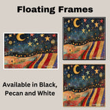 4th of July Independence Day Folk Artwork Wall Art – Decorative Patriotic on Ready to Hang 1.5" Thick Canvas Wrap, Floating Framed Canvas, Flat Rolled Canvas