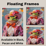 Romantic Elegance: Green Frog in a Victorian European Suit and Hat Playful Heartfelt Artwork on Ready to Hang 1.5" Thick Canvas Wrap, Floating Framed Canvas, Flat Rolled Canvas