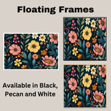 Vibrant Floral Canvas Print – Colorful Hand-Painted Folk Art Flowers with Lush Botanical Detail on Ready to Hang 1.5" Thick Canvas Wrap, Floating Framed Canvas, Flat Rolled Canvas