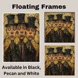 Expressive Trio of Men in Top Hats Moody Hand Painted Art Dark and Dramatic Portrait Perfect for Home Wall Decor Living Room Bedroom Office or Gift on Ready to Hang 1.5" Thick Canvas Wrap, Floating Framed Canvas, Flat Rolled Canvas