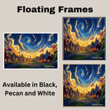4th of July Independence Day Folk Artwork Freedon Under the Stars Wall Art – Decorative Patriotic on Ready to Hang 1.5" Thick Canvas Wrap, Floating Framed Canvas, Flat Rolled Canvas